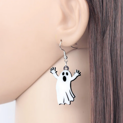 Ghost Earrings - Halloween Earrings, Ghost Jewelry, Halloween Jewelry, Halloween Earrings, Ghost Costume, Trick or Treat - Rhythms of Grace Creative