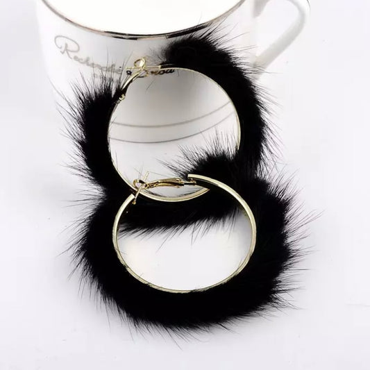 Fur Real Chic – Black & Gold Hoop Earrings