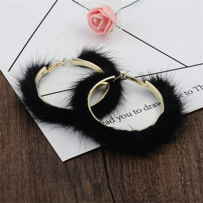 Fur Real Chic – Black & Gold Hoop Earrings