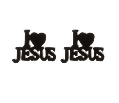 Shine with Faith: I Love Jesus Stud Earrings - Lightweight & Heartfelt! - Rhythms of Grace Creative
