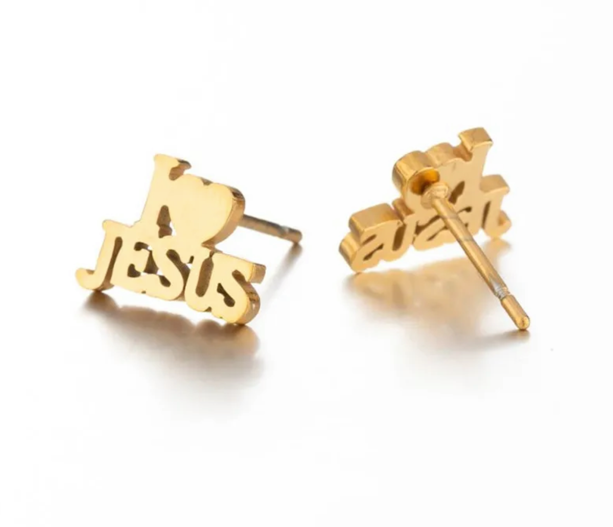 Shine with Faith: I Love Jesus Stud Earrings - Lightweight & Heartfelt! - Rhythms of Grace Creative