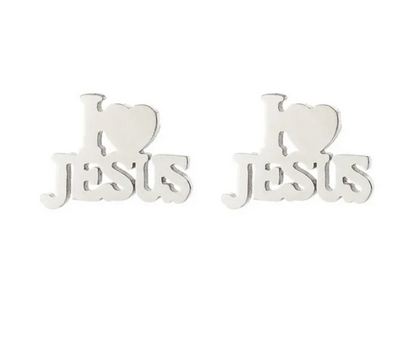 Shine with Faith: I Love Jesus Stud Earrings - Lightweight & Heartfelt! - Rhythms of Grace Creative