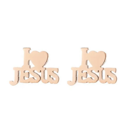 Shine with Faith: I Love Jesus Stud Earrings - Lightweight & Heartfelt! - Rhythms of Grace Creative