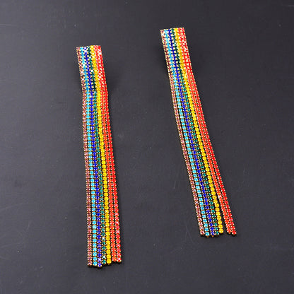 Catch the Rainbow: Oversized Rhinestone Dangle Earrings! 🌈