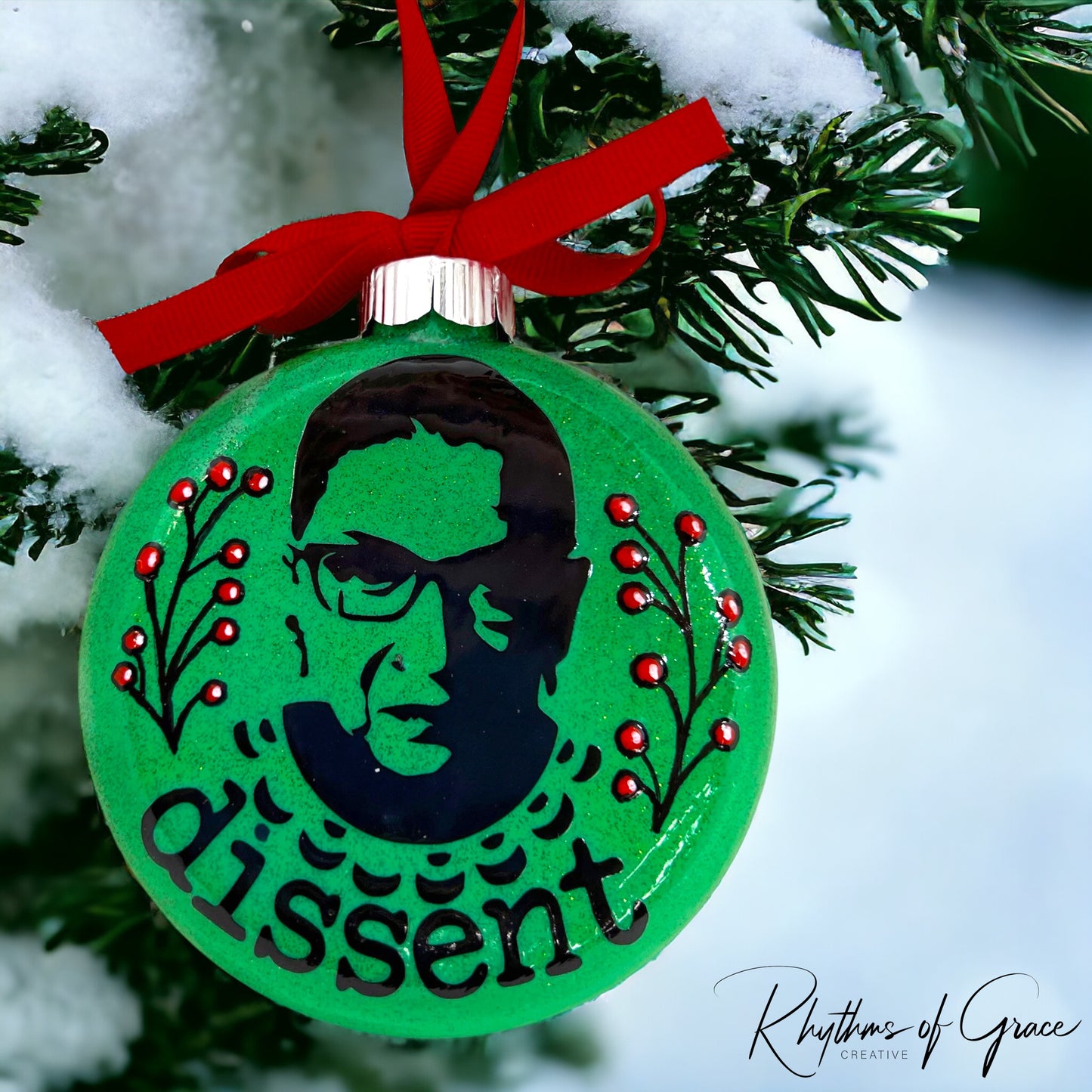 RBG Dissent Christmas Ornament - Personalized Tribute to Equality & Strength!