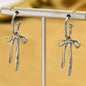 Bow Drop Hoop Earrings | Gold or Silver Mini Hoops with Hanging Bow | Trendy Dainty Statement Earrings | Lightweight Jewelry