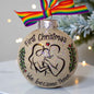 “Our First Christmas as a Family of Three” Personalized Ornament | Hand-Painted Keepsake