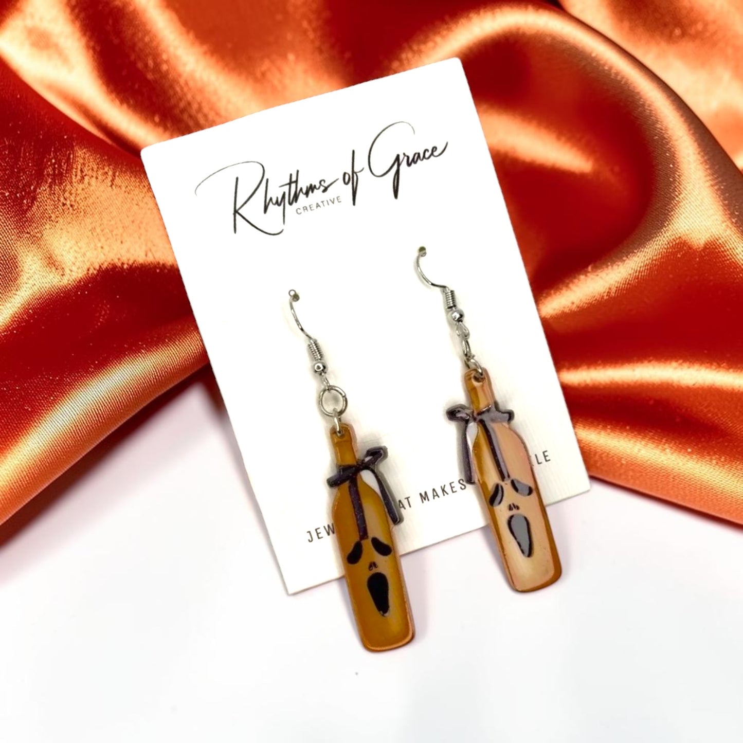 Halloween Bottle Earrings - Halloween Earrings, Wine Earrings, Halloween Accessories, Halloween Earrings, Wine Bottle Earrings, Wine Accessories