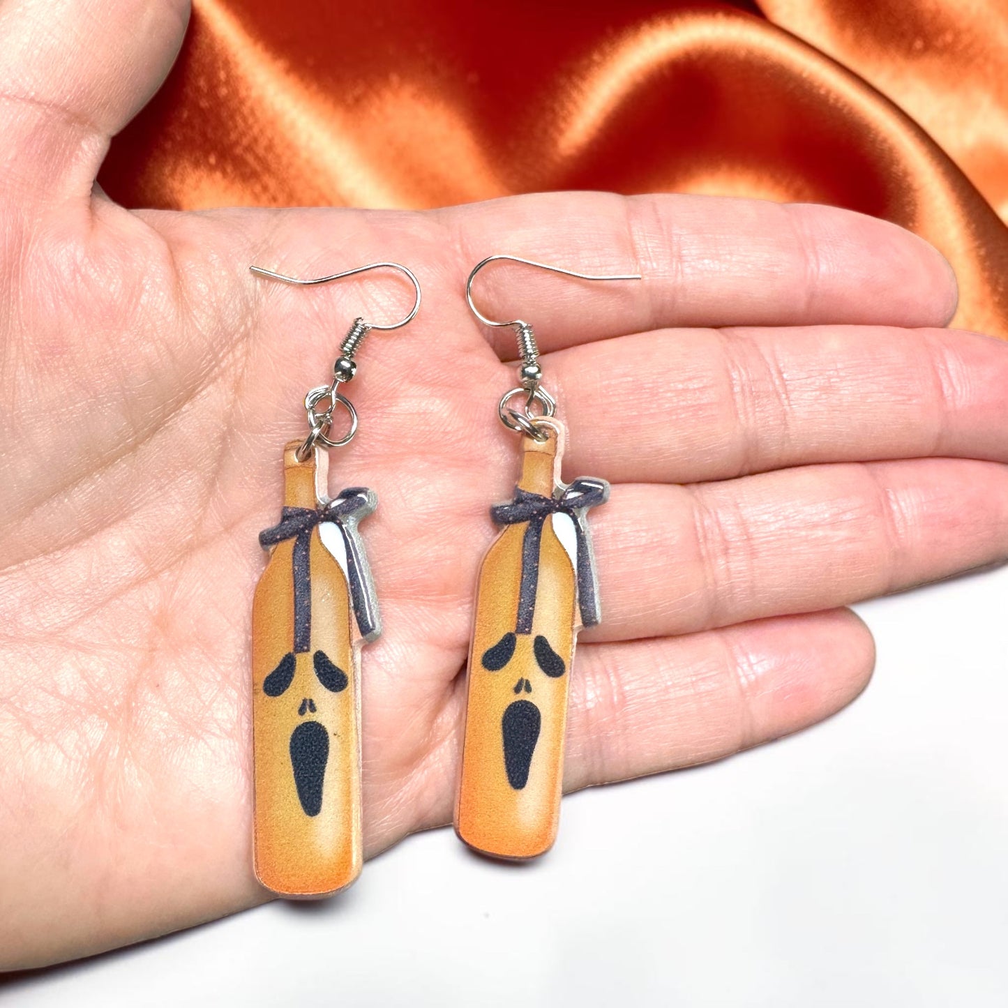 Halloween Bottle Earrings - Halloween Earrings, Wine Earrings, Halloween Accessories, Halloween Earrings, Wine Bottle Earrings, Wine Accessories