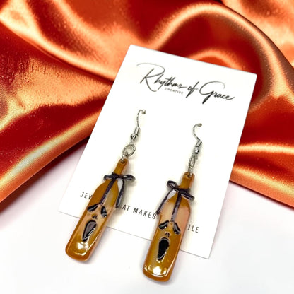 Halloween Bottle Earrings - Halloween Earrings, Wine Earrings, Halloween Accessories, Halloween Earrings, Wine Bottle Earrings, Wine Accessories