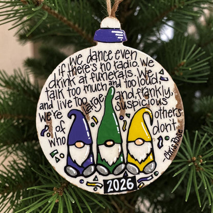 2026 New Orleans Mardi Gras Gnome Christmas Ornament | Chris Rose Quote