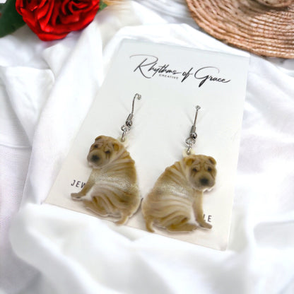 Wagging Wrinkles: Playful Shar Pei Earrings!