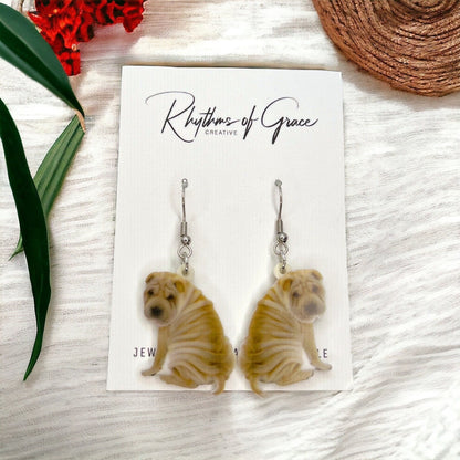 Wagging Wrinkles: Playful Shar Pei Earrings!