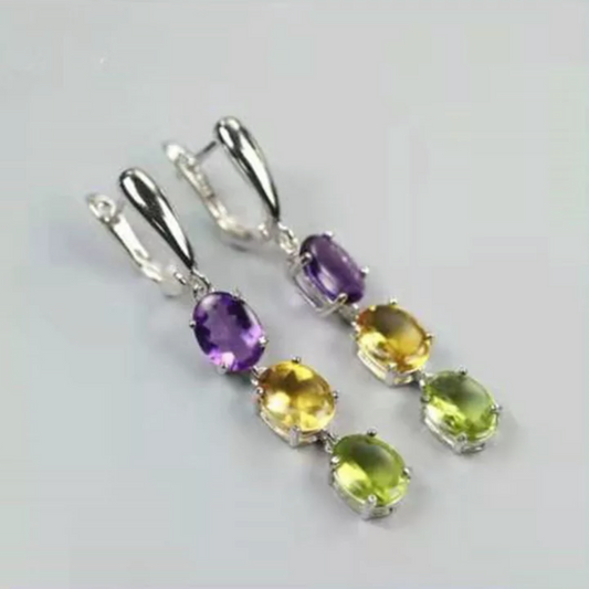 Mardi Gras Earrings - Handmade Jewelry, Rhinestone Earrings, New Orleans, NOLA, Purple Green Gold, Maria Gras Jewelry, Parade Outfit - Rhythms of Grace Creative