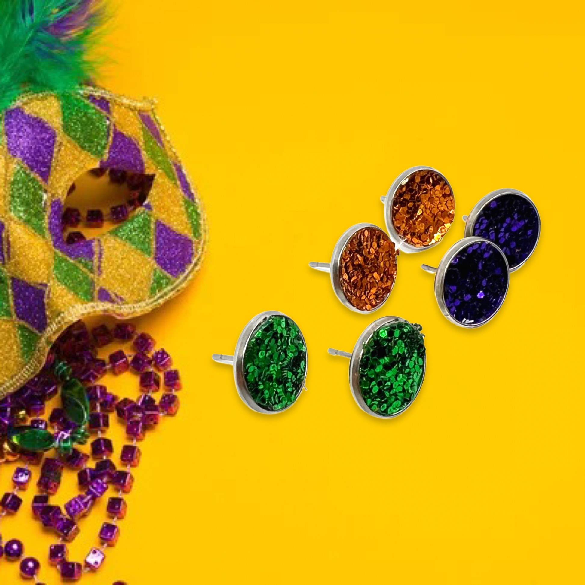 Sparkle & Shine: Mardi Gras Trio of Stud Earrings! - Rhythms of Grace Creative