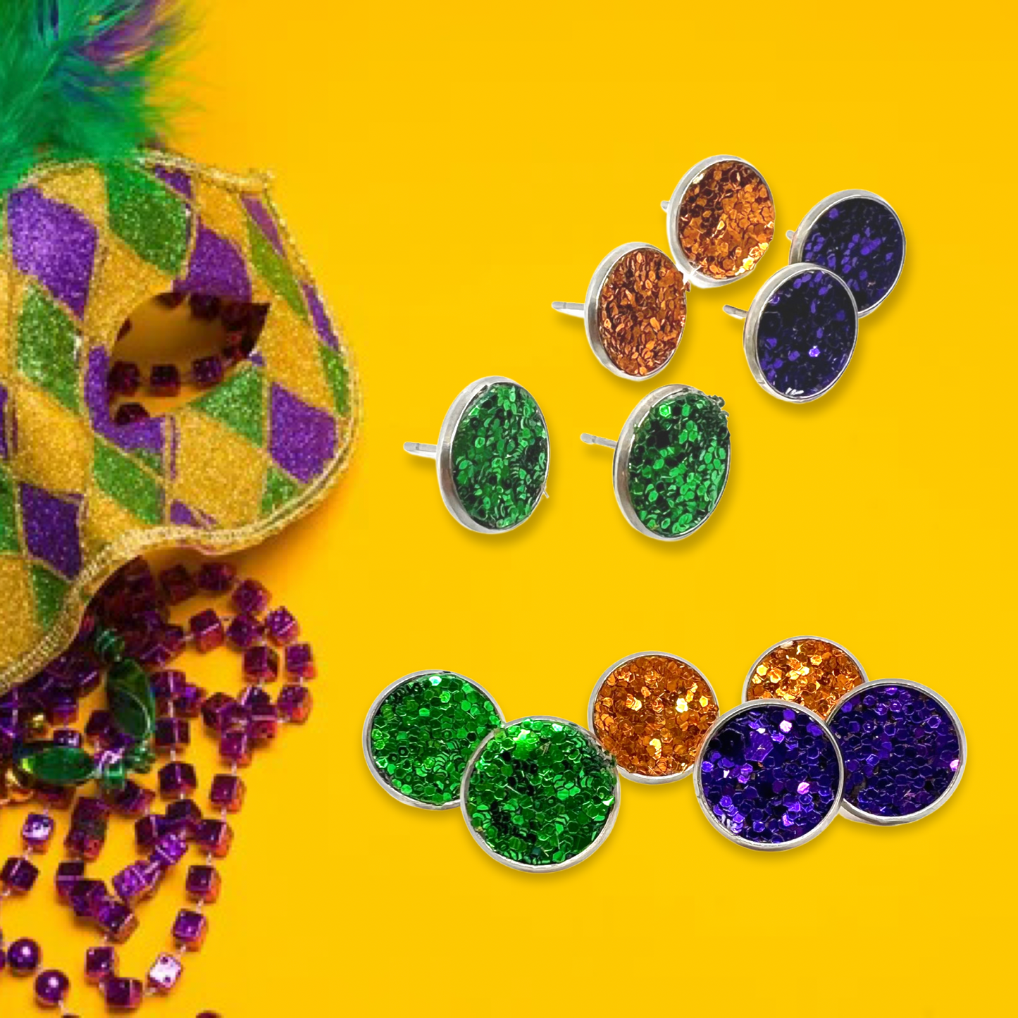 Sparkle & Shine: Mardi Gras Trio of Stud Earrings! - Rhythms of Grace Creative
