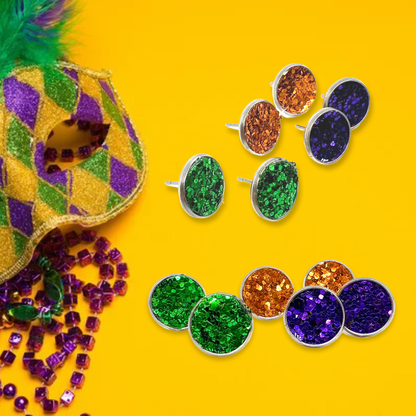 Sparkle & Shine: Mardi Gras Trio of Stud Earrings! - Rhythms of Grace Creative