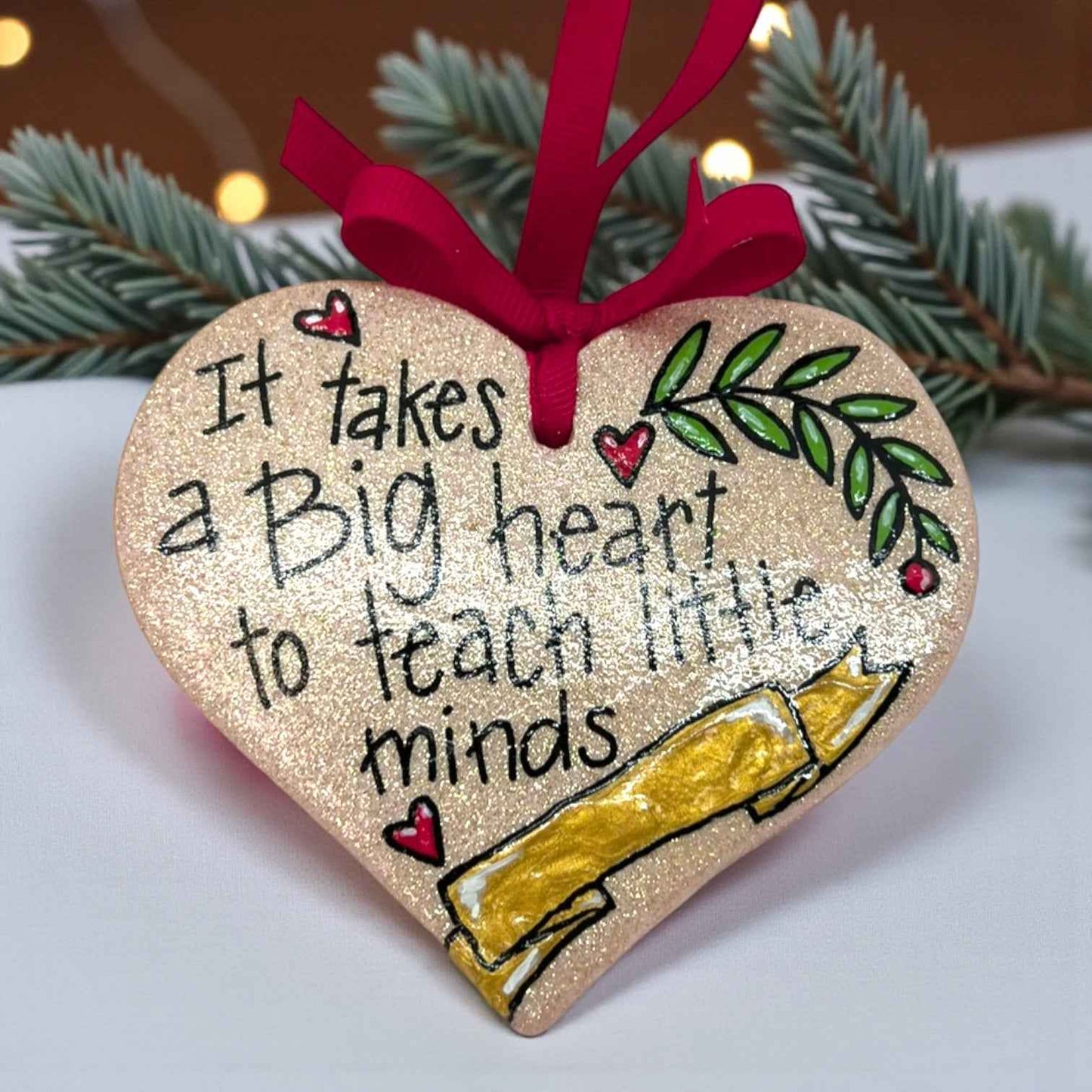 Sparkling Heart Teacher Ornament - Handmade Gift for Educators | Personalized Keepsake