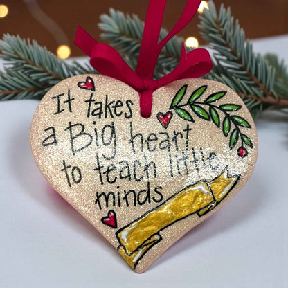 Sparkling Heart Teacher Ornament - Handmade Gift for Educators | Personalized Keepsake