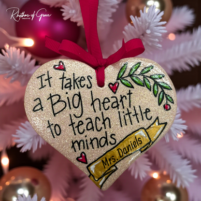 Sparkling Heart Teacher Ornament - Handmade Gift for Educators | Personalized Keepsake