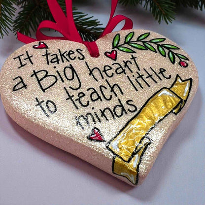 Sparkling Heart Teacher Ornament - Handmade Gift for Educators | Personalized Keepsake