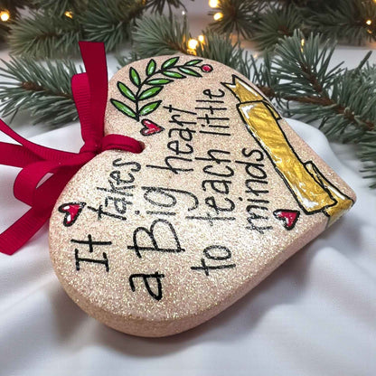 Sparkling Heart Teacher Ornament - Handmade Gift for Educators | Personalized Keepsake