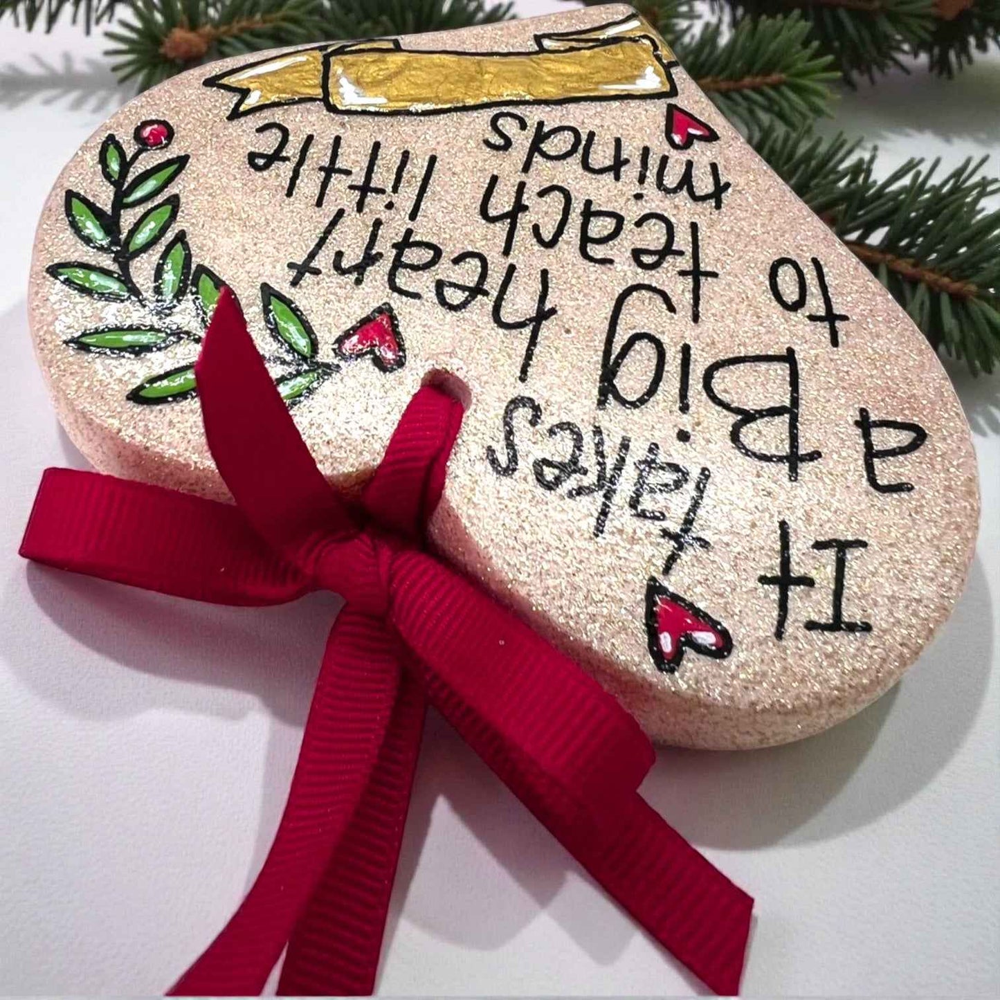 Sparkling Heart Teacher Ornament - Handmade Gift for Educators | Personalized Keepsake