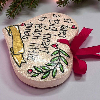 Sparkling Heart Teacher Ornament - Handmade Gift for Educators | Personalized Keepsake