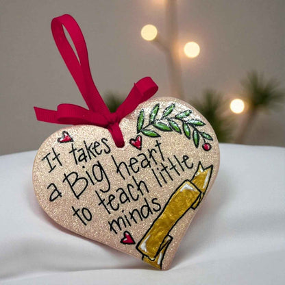 Sparkling Heart Teacher Ornament - Handmade Gift for Educators | Personalized Keepsake