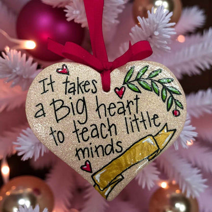 Sparkling Heart Teacher Ornament - Handmade Gift for Educators | Personalized Keepsake