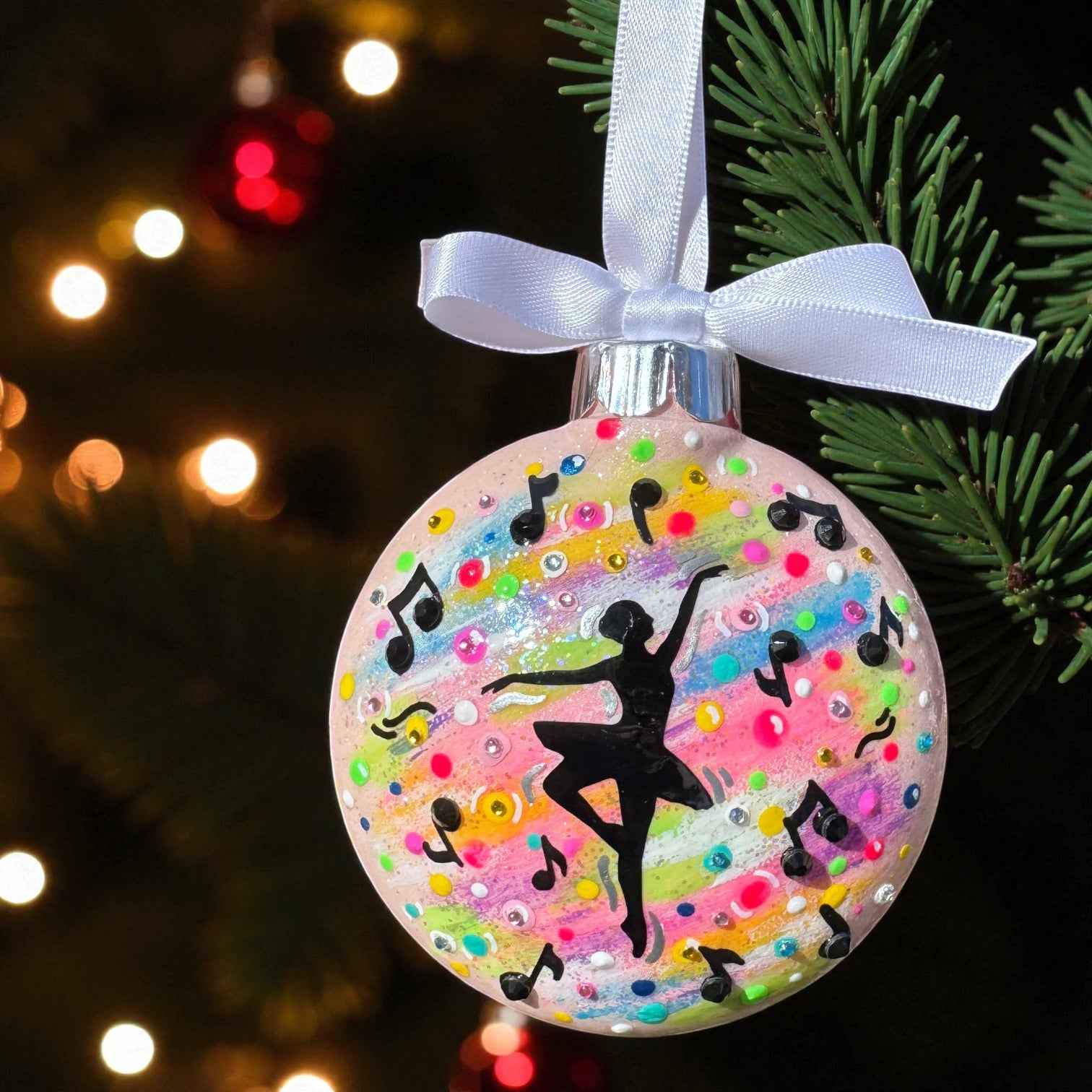 Dancer in Color – Hand-Painted Sparkly Ornament with Swarovski Crystals