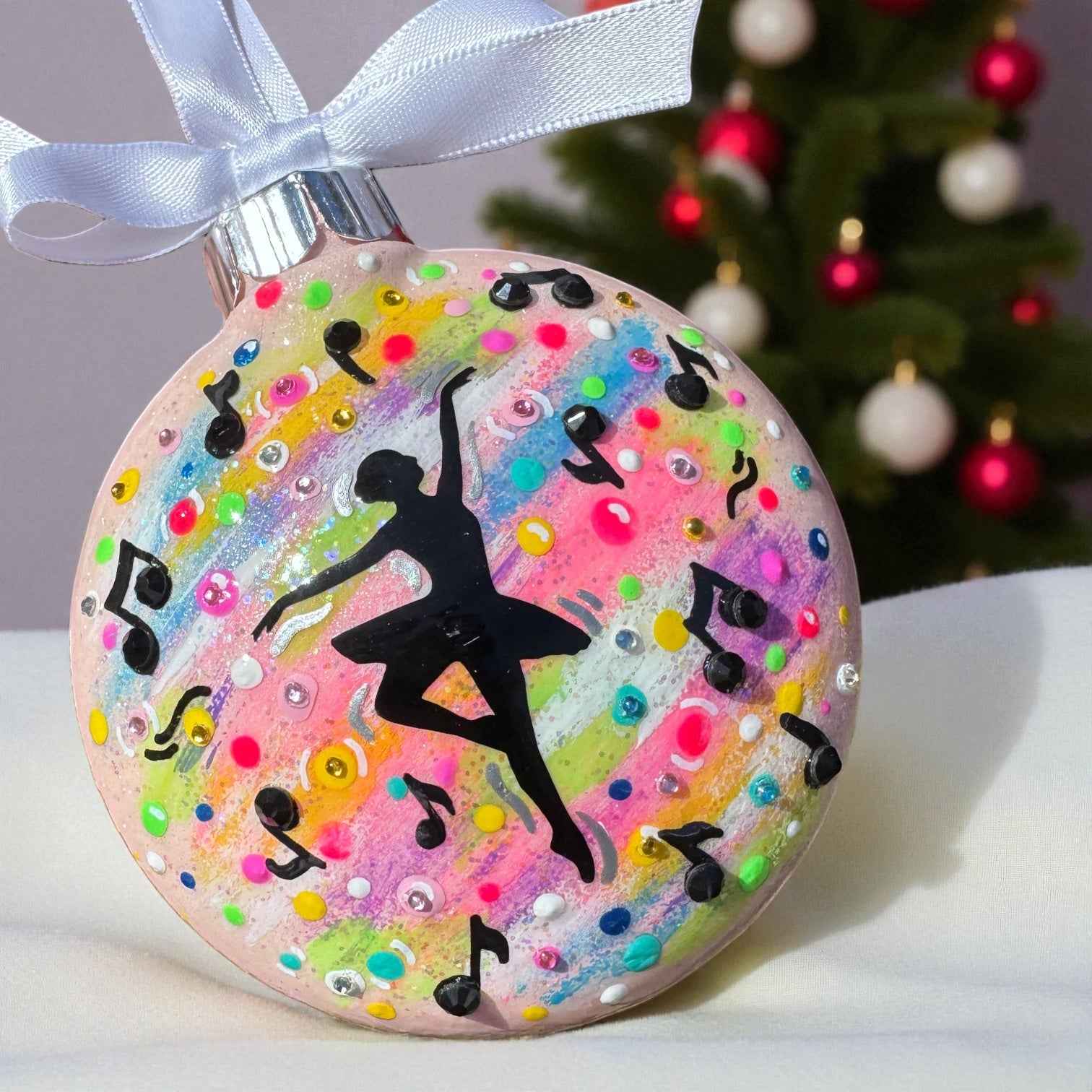 Dancer in Color – Hand-Painted Sparkly Ornament with Swarovski Crystals