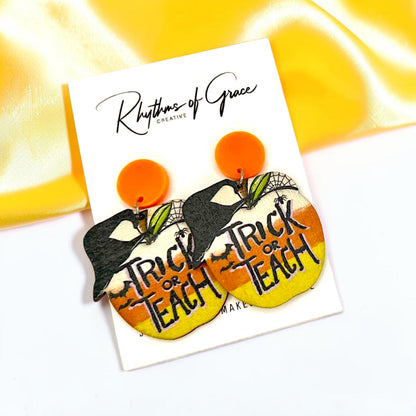 Halloween Teacher Earrings - Trick or Teach