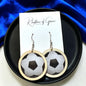Sports Ball Earrings – Football, Basketball, Soccer, Baseball – Faux Leather & Wood Frame Game Day Earrings