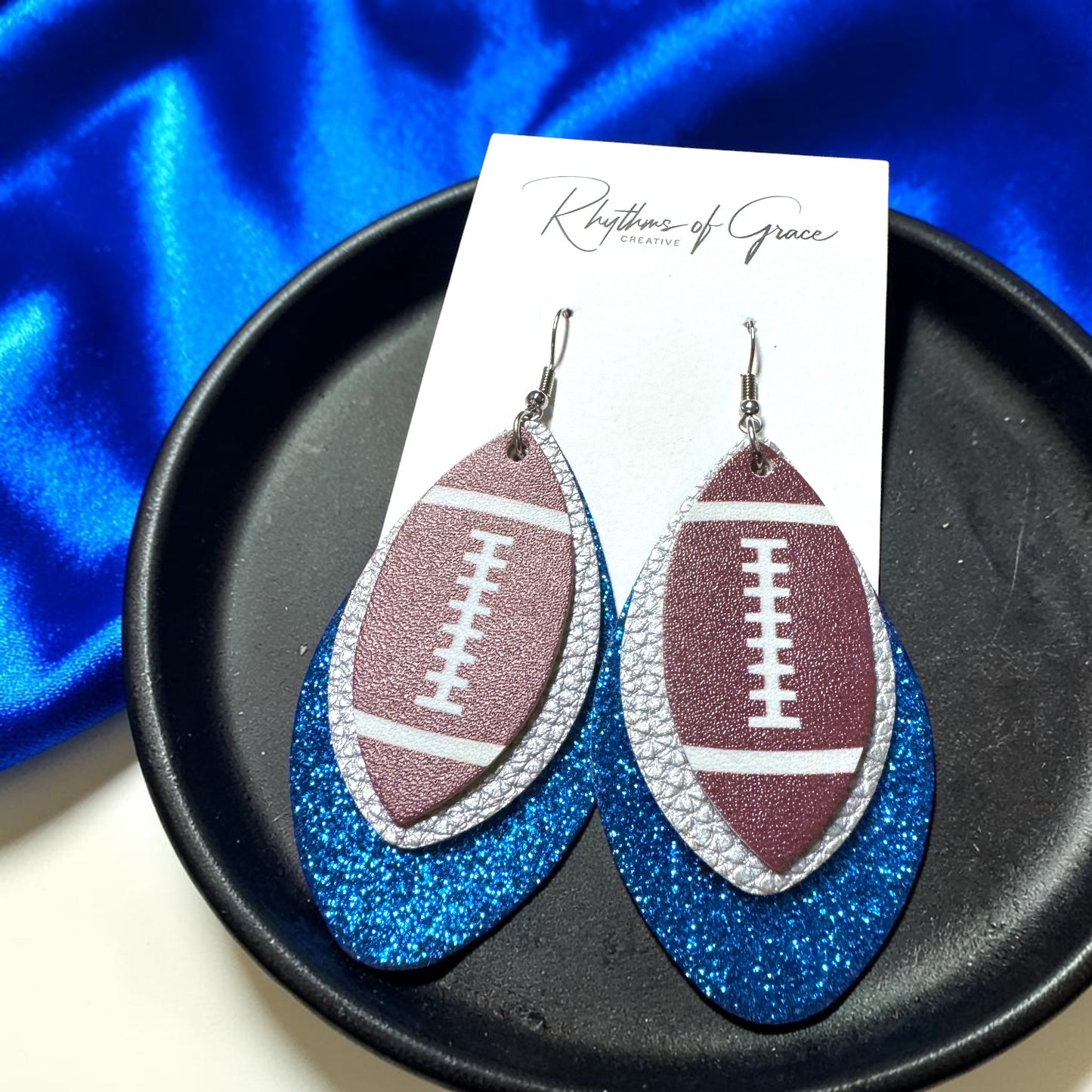 Football Earrings – Triple Layer PU Leather Game Day Earrings | Multiple Colors