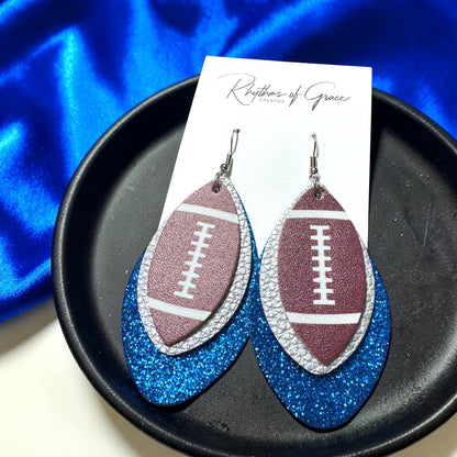 Football Earrings – Triple Layer PU Leather Game Day Earrings | Multiple Colors