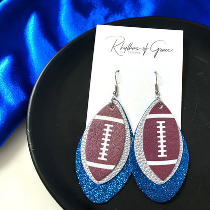 Football Earrings – Triple Layer PU Leather Game Day Earrings | Multiple Colors