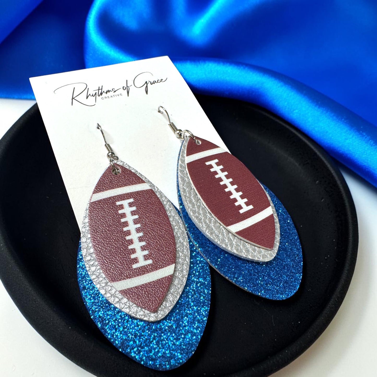 Football Earrings – Triple Layer PU Leather Game Day Earrings | Multiple Colors