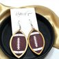 Sports Ball Earrings – Football, Basketball, Soccer, Baseball – Faux Leather & Wood Frame Game Day Earrings