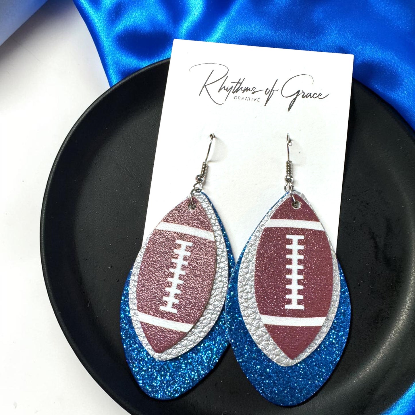 Football Earrings – Triple Layer PU Leather Game Day Earrings | Multiple Colors
