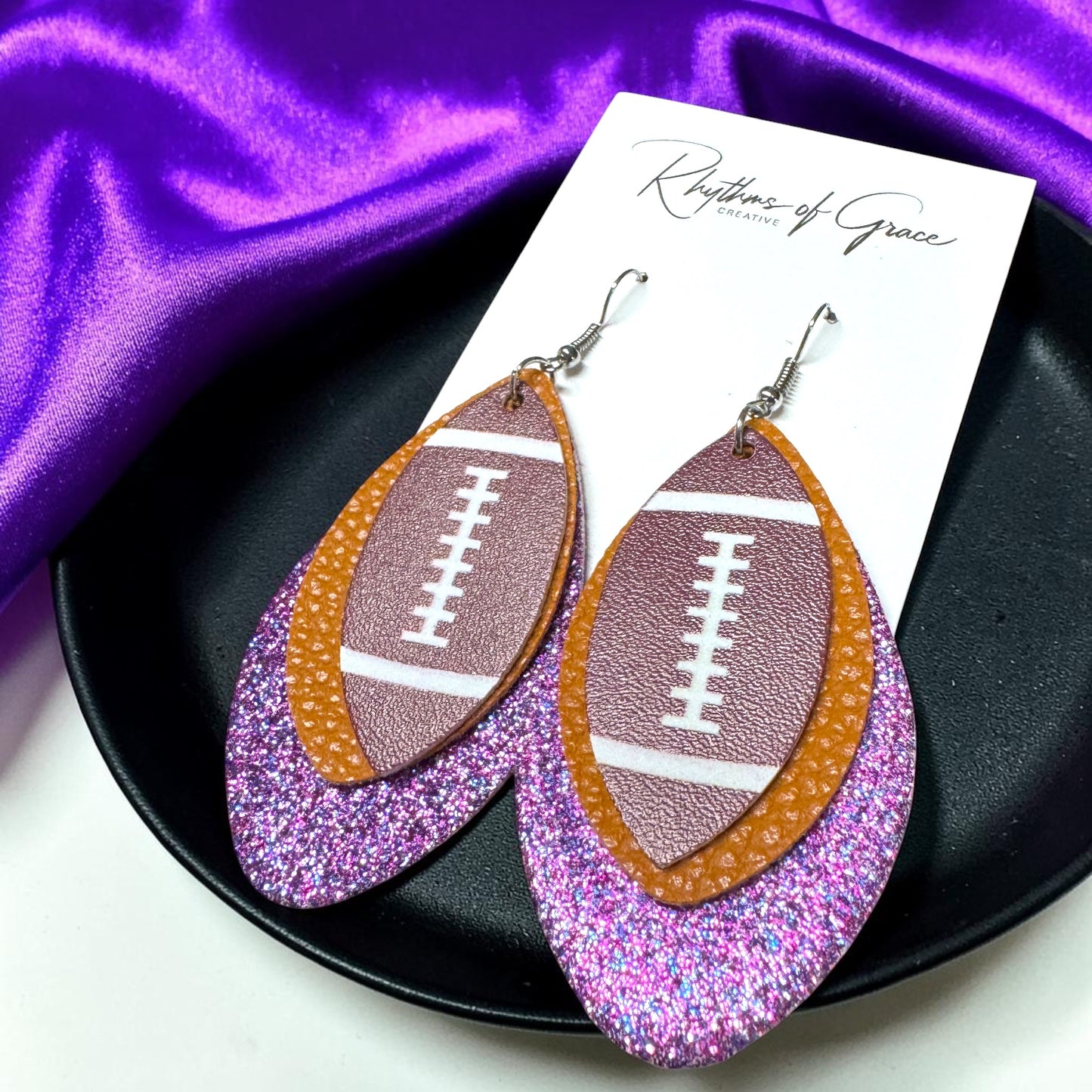 Football Earrings – Triple Layer PU Leather Game Day Earrings | Multiple Colors