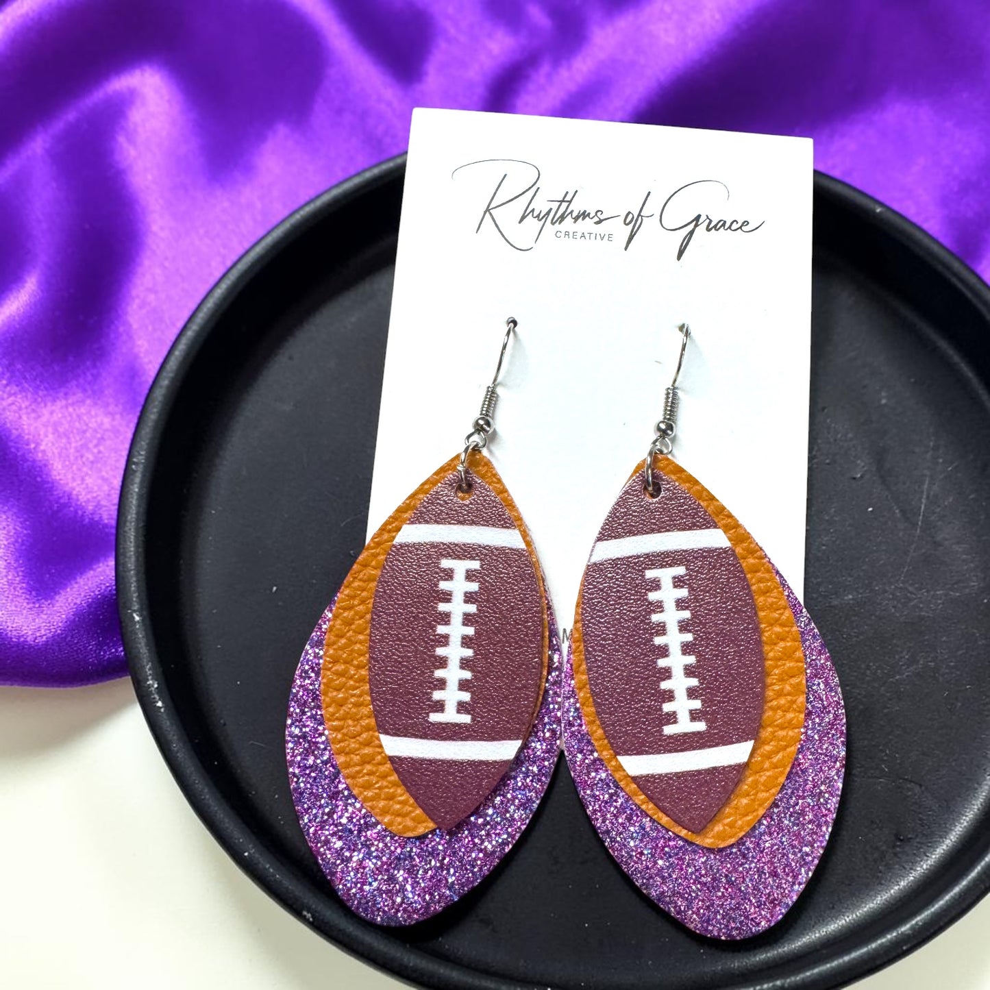 Football Earrings – Triple Layer PU Leather Game Day Earrings | Multiple Colors