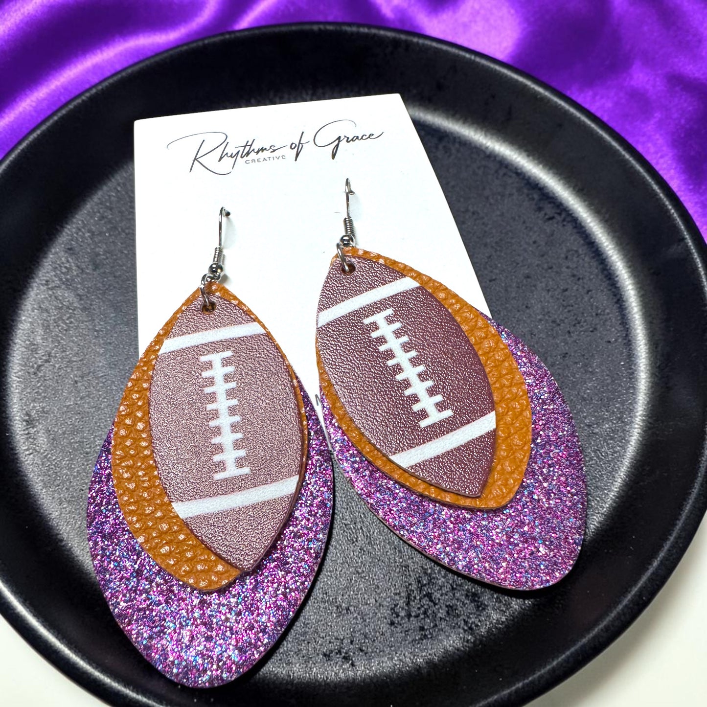 Football Earrings – Triple Layer PU Leather Game Day Earrings | Multiple Colors