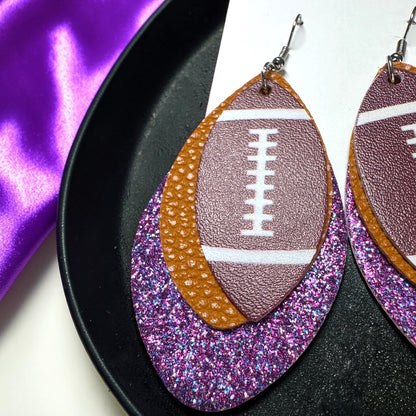 Football Earrings – Triple Layer PU Leather Game Day Earrings | Multiple Colors