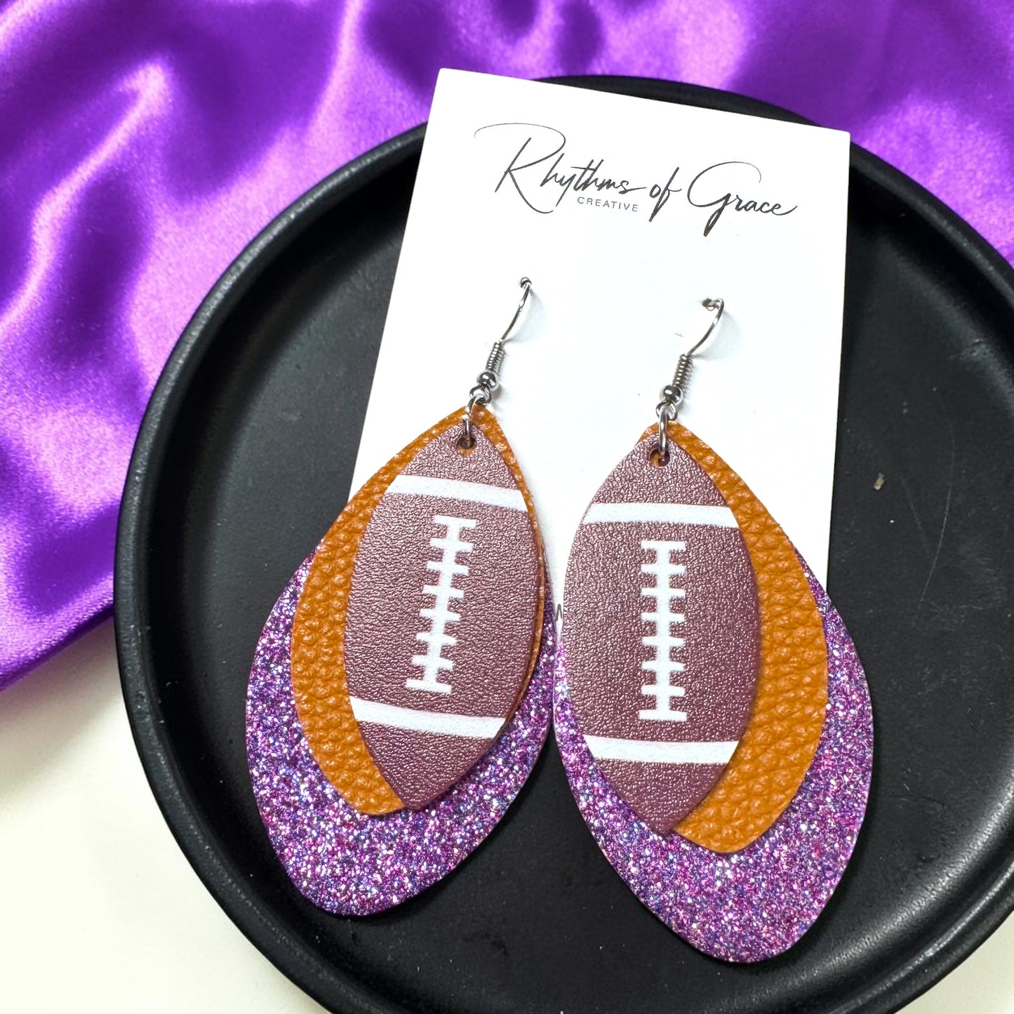 Football Earrings – Triple Layer PU Leather Game Day Earrings | Multiple Colors