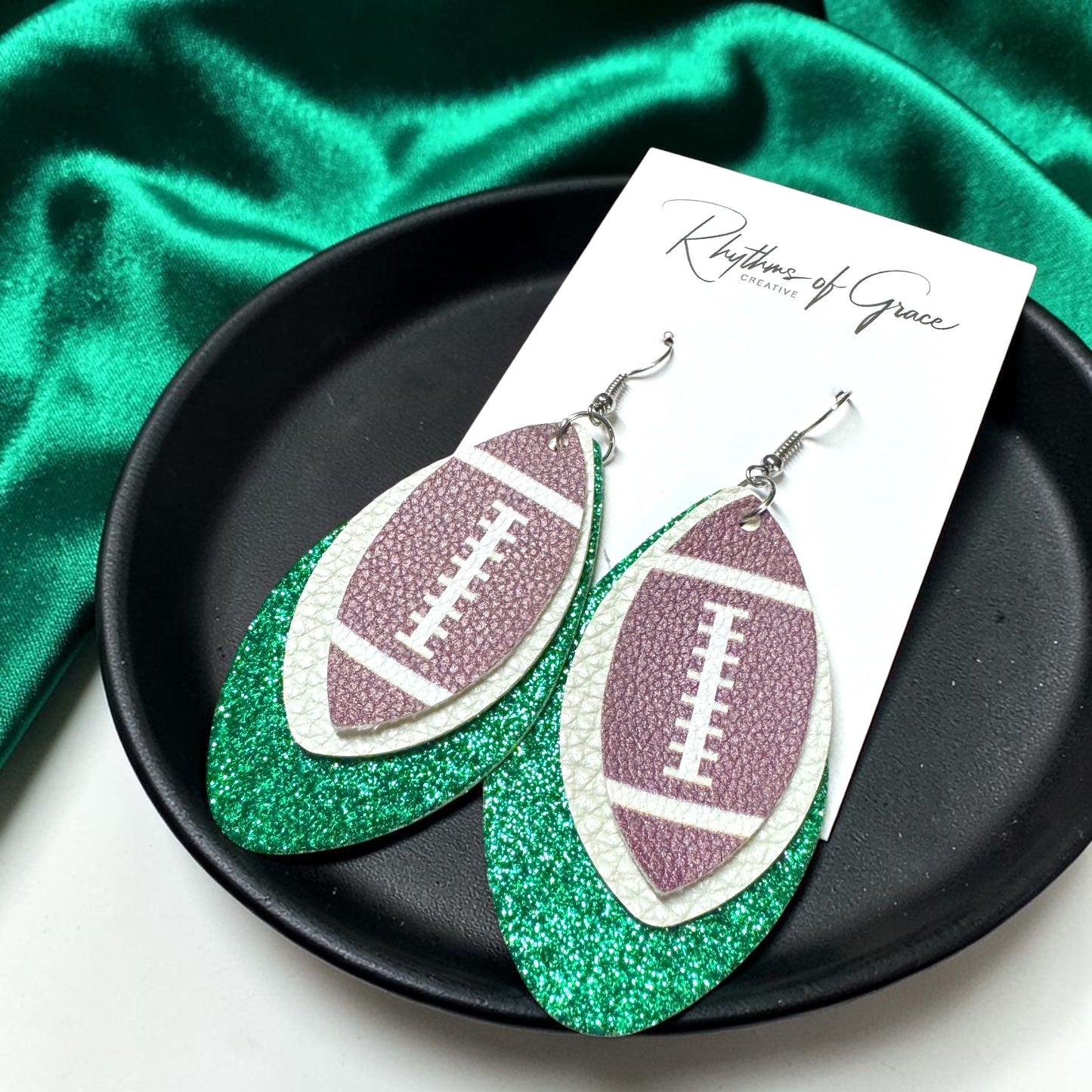 Football Earrings – Triple Layer PU Leather Game Day Earrings | Multiple Colors