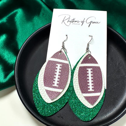 Football Earrings – Triple Layer PU Leather Game Day Earrings | Multiple Colors