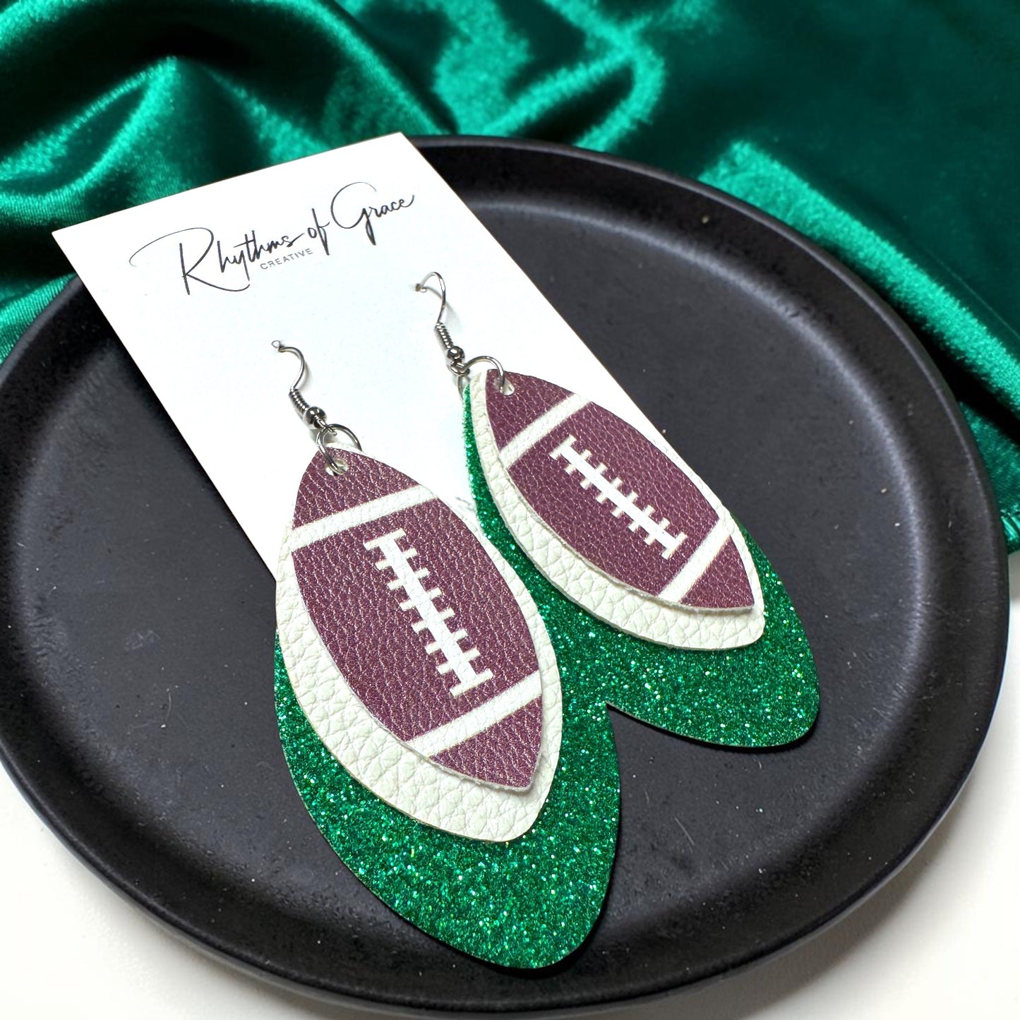 Football Earrings – Triple Layer PU Leather Game Day Earrings | Multiple Colors