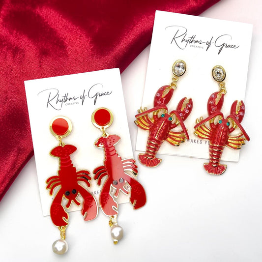 Crawfish Craze: Sparkly Dangle Earrings for Cajun Magic! 🦞