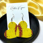 Baseball & Softball Heart Earrings – Lightweight Faux Leather Sports Earrings – Game Day Accessories